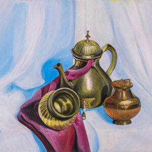 Timeless Elegance – Traditional Brass & Copper Still Life Canvas Painting