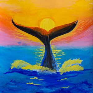 Whale Tail at Sunset – Ocean Serenity Canvas Painting